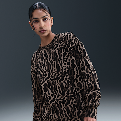 Nike Sportswear Phoenix Fleece Women's Oversized Printed Crew-Neck